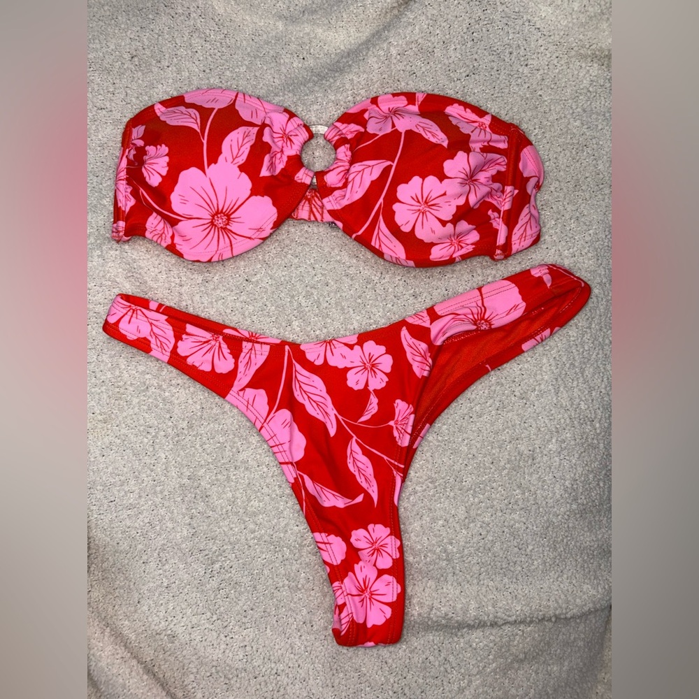 Wild Fable Orange and Pink Floral Bikini